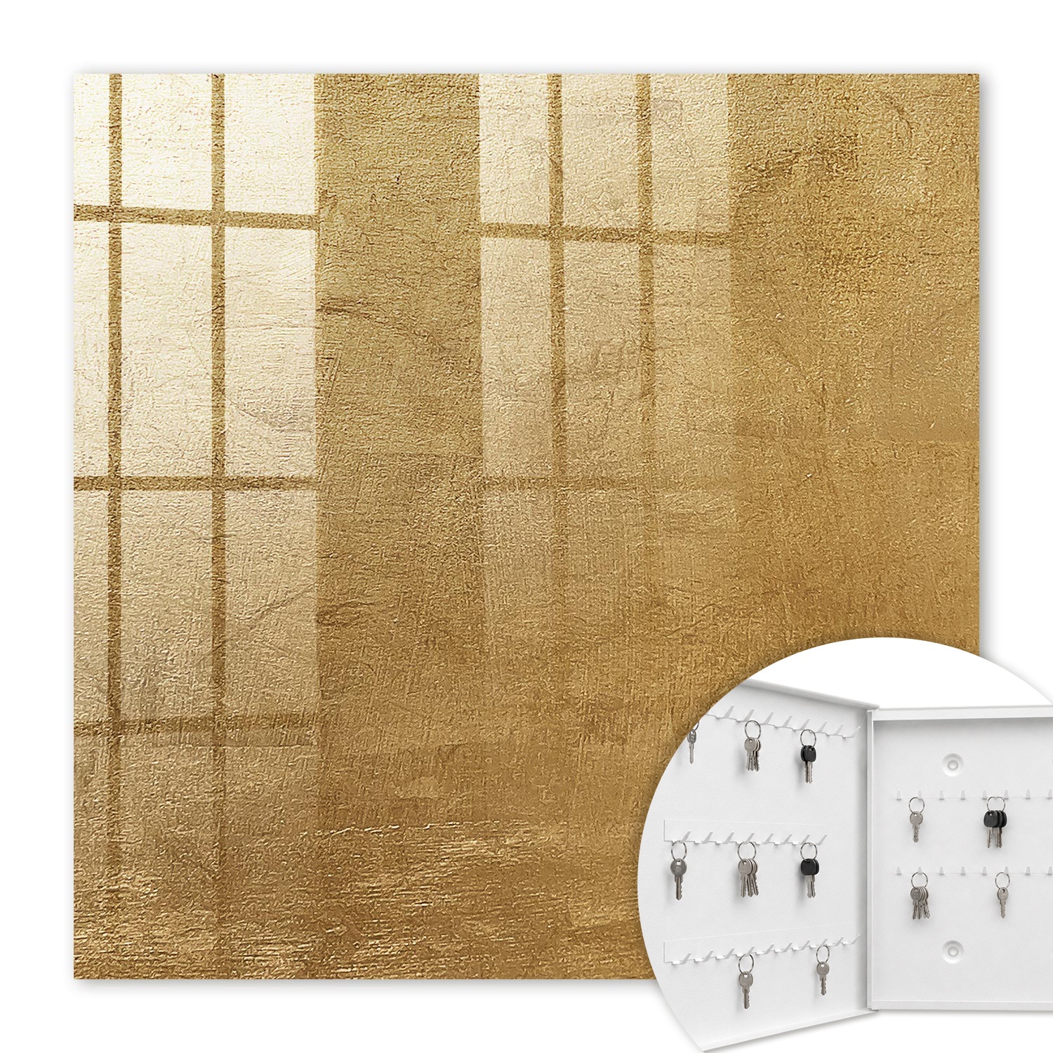 Armoire À Clés - (30 Cm X 30 Cm) - Boîte À Clés Murale - Coffret De Rangement Pour Clés - Couleur Blanche - Ouverture Vers La Gauche - Pour Maison Et Bureau - Texture Chaude