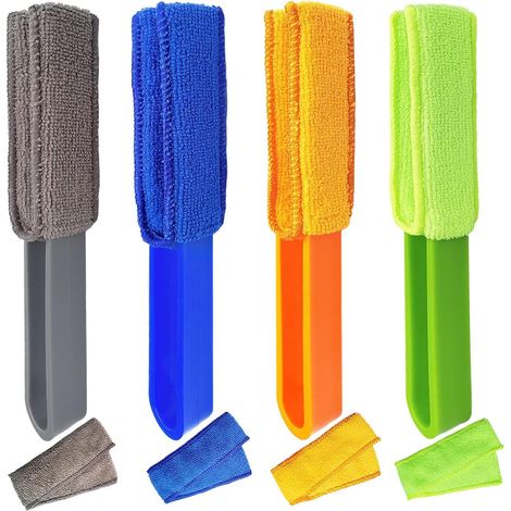 Lot De 4 Brosses De Nettoyage Pour Stores Avec Manchons Amovibles En Microfibre Pour Ventilation De Voiture
