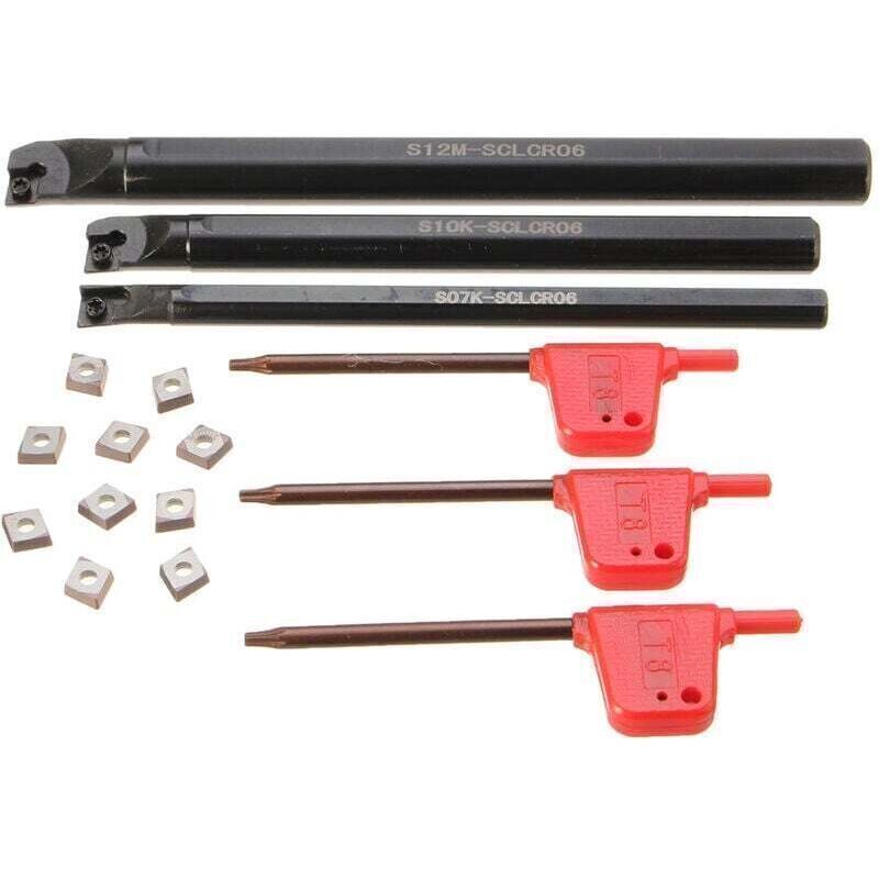 Kit D'Outils De Tournage De Tour À Métaux 3 Pièces S07k/ S10k/ S12m-sclcr06 Barres D'Alésage 10 Pièces Ccmt0602 Plaquettes En Carbure 3 Clés Prune