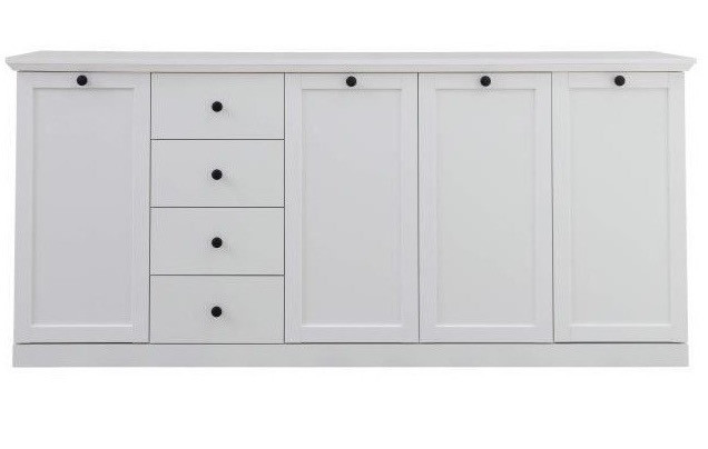 Buffet 4 Portes 4 Tiroirs Blanc Style Campagnard Moderne Valex 195cm
