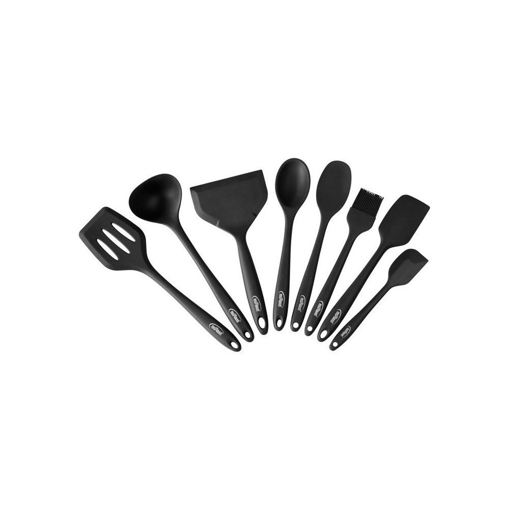Set De 8 Ustensiles Cuisine Inoxibar Silicone Sans Bpa Noir Résistant Chaleur -60 À 260°c Lave-vaisselle