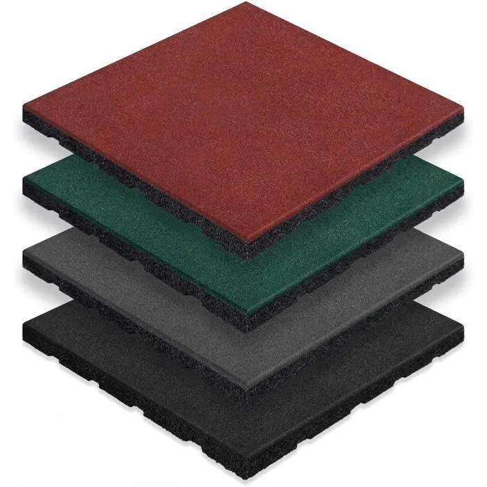 Dalle De Sécurité Pour Aire De Jeu Et Jardin, Résistant Aux Intempéries Avec Drainage 50 X 50 Cm, Ep 40 Mm, Rouge