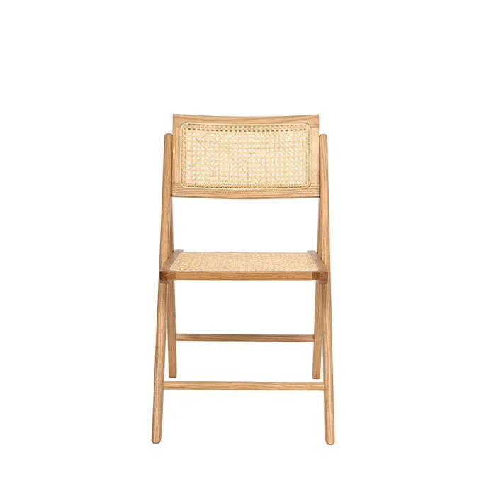 Paula - Chaise pliante en cannage et bois - Bois clair