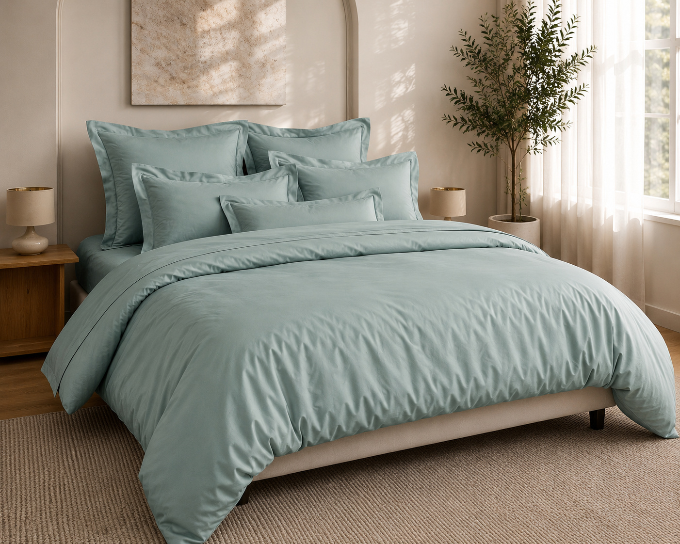 Housse De Couette 240 X 220 Cm Prestige 120 Fils/cm² Satin De Coton Céladon