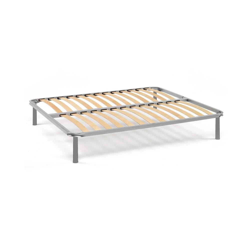 Réseau De Lit Double,en Bois,gris,140x200h35 Cm