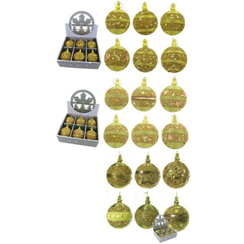 Set De 6 Boules De Noël Décorées - Sequins, Strass Et Perles