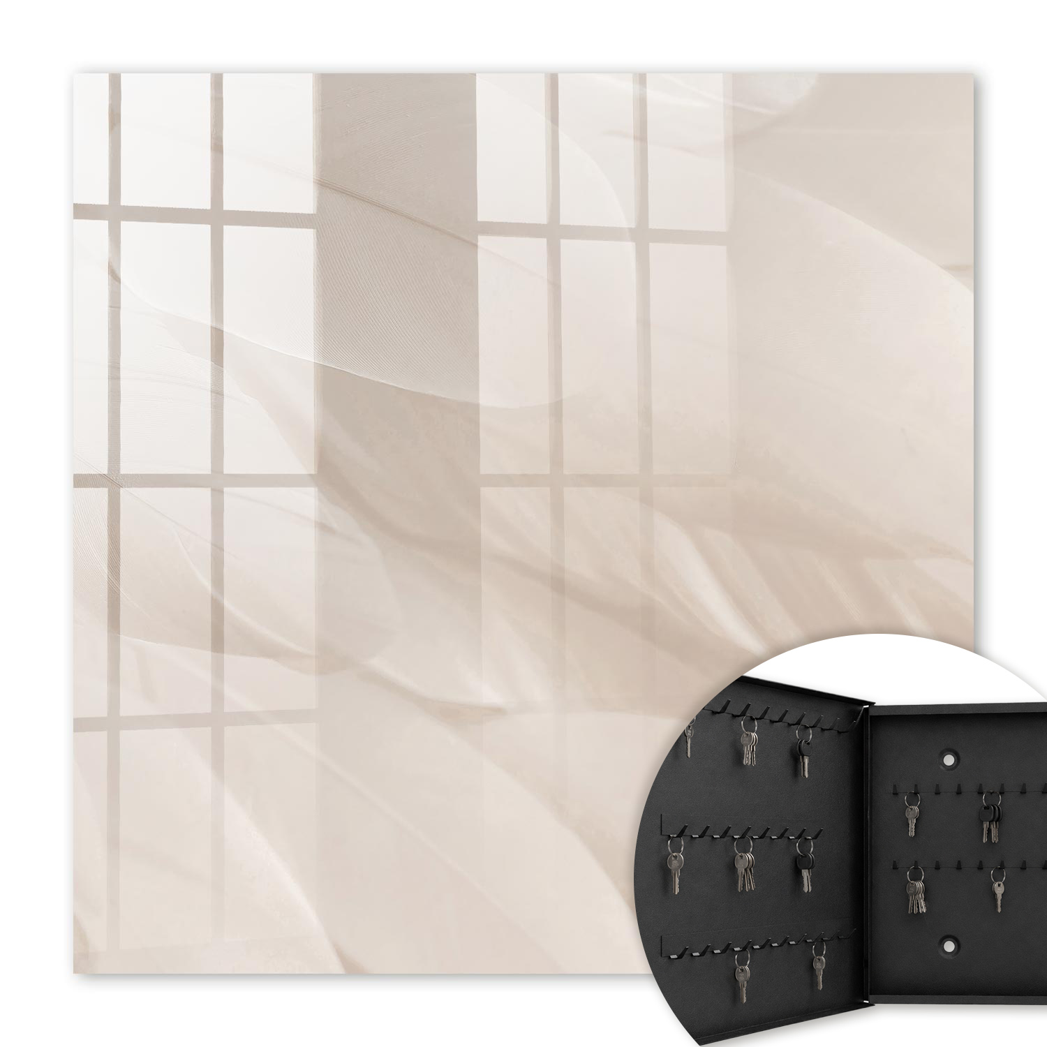 Armoire À Clés - (30 Cm X 30 Cm) - Boîte À Clés Murale - Coffret De Rangement Pour Clés - Couleur Noire - Ouverture Vers La Gauche - Pour Maison Et Bureau - Légèreté Crémeuse