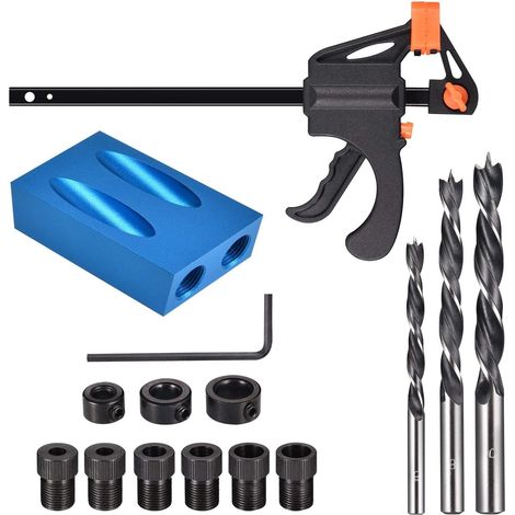 15pcs Gabarit De Percage Oblique Pour Bois - Guide 15° Pour Positionnement De Trous De 6/8/10mm, Outil De Menuiserie Essentiel