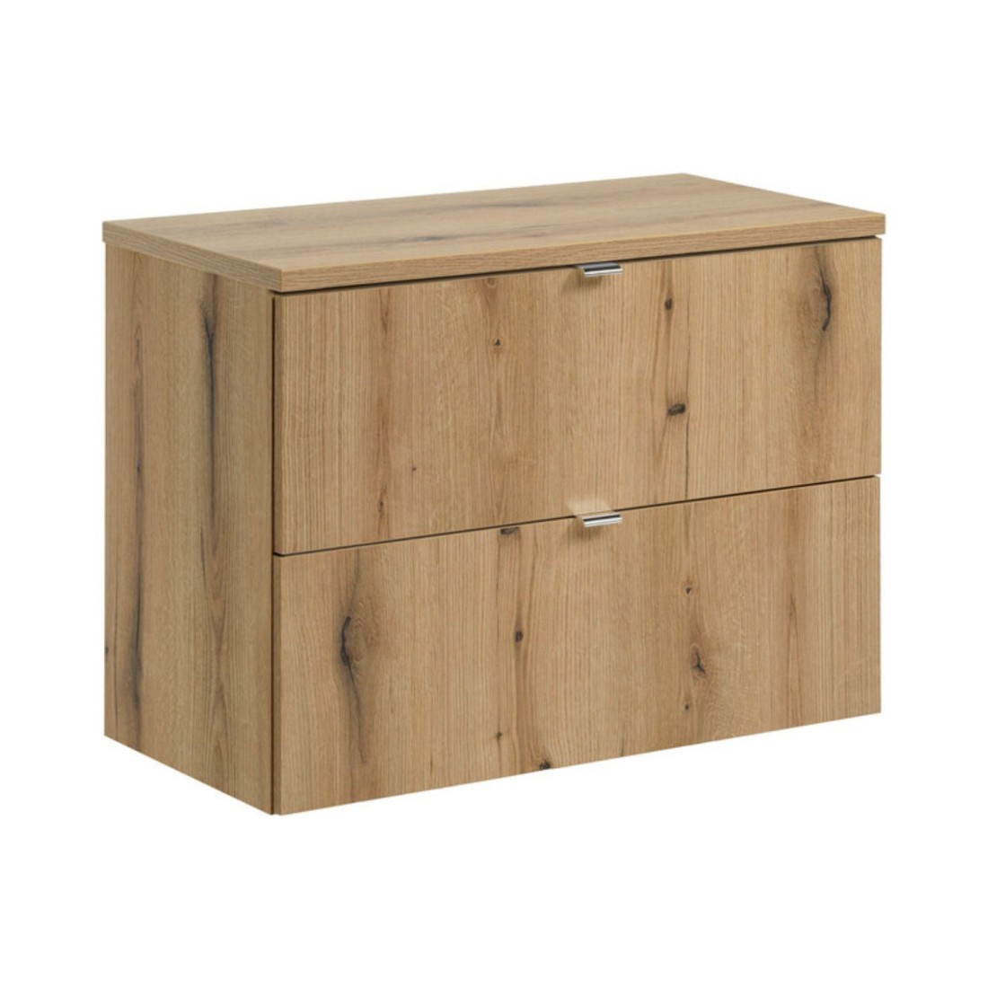 Ensemble De Salle De Bain Suspendu Vano Aspect Chêne 80cm: Meubles Sous Vasque À Tiroirs + Plan Pour Vasque