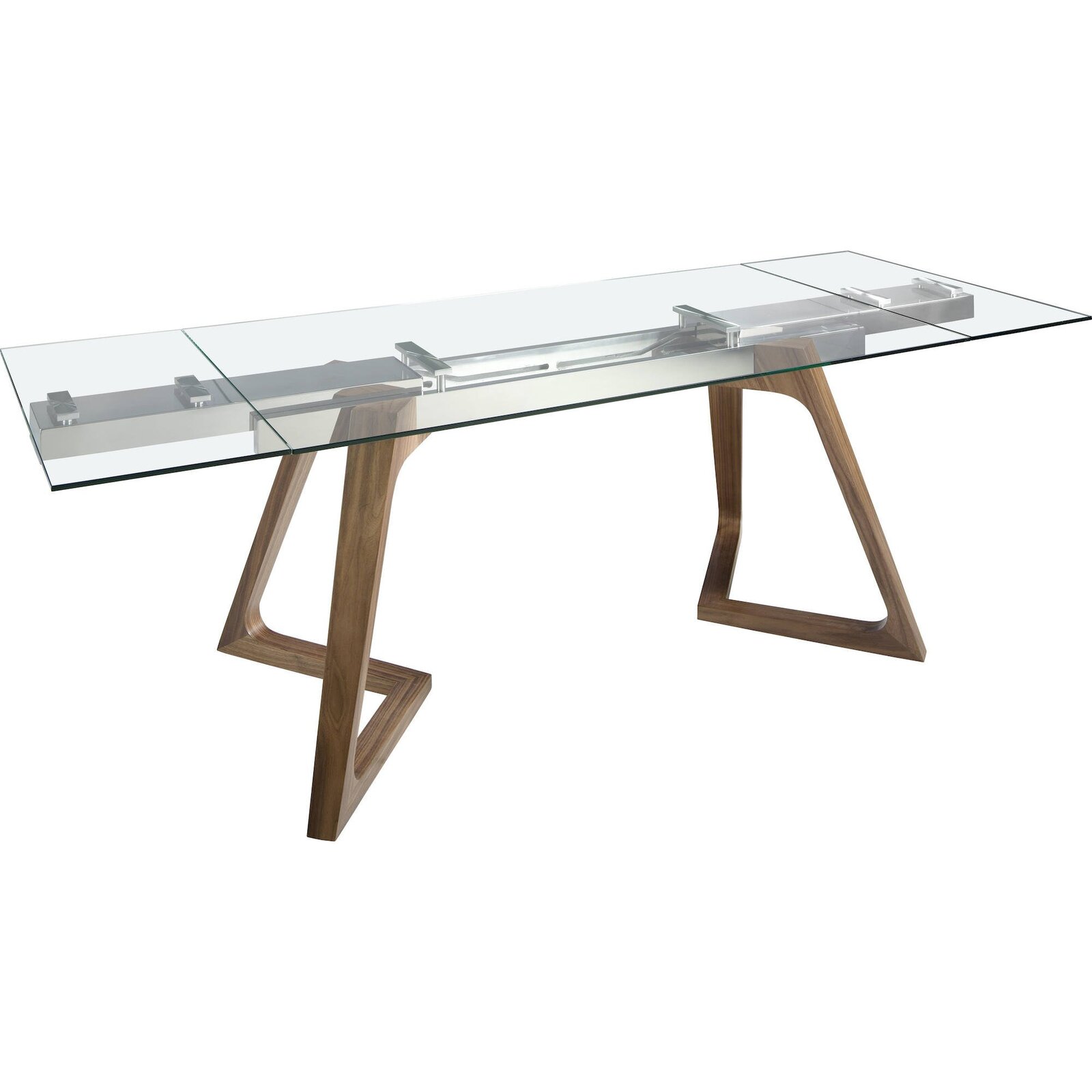 Table Repas Extensible Verre Et Noyer Angel Cerda - Verre Transparent Avec Pieds En Noyer