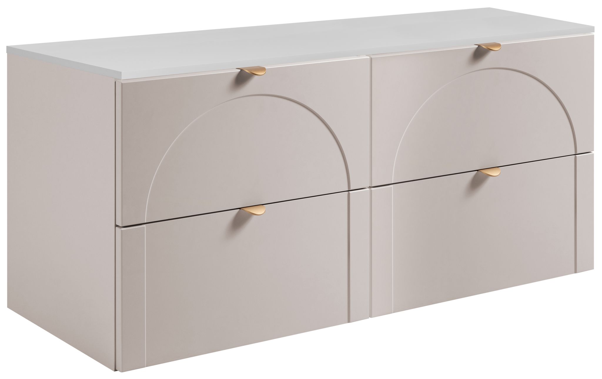 Meuble Sous Vasque Suspendu Aura Cachemire Mat Avec Plan Blanc 120 Cm K