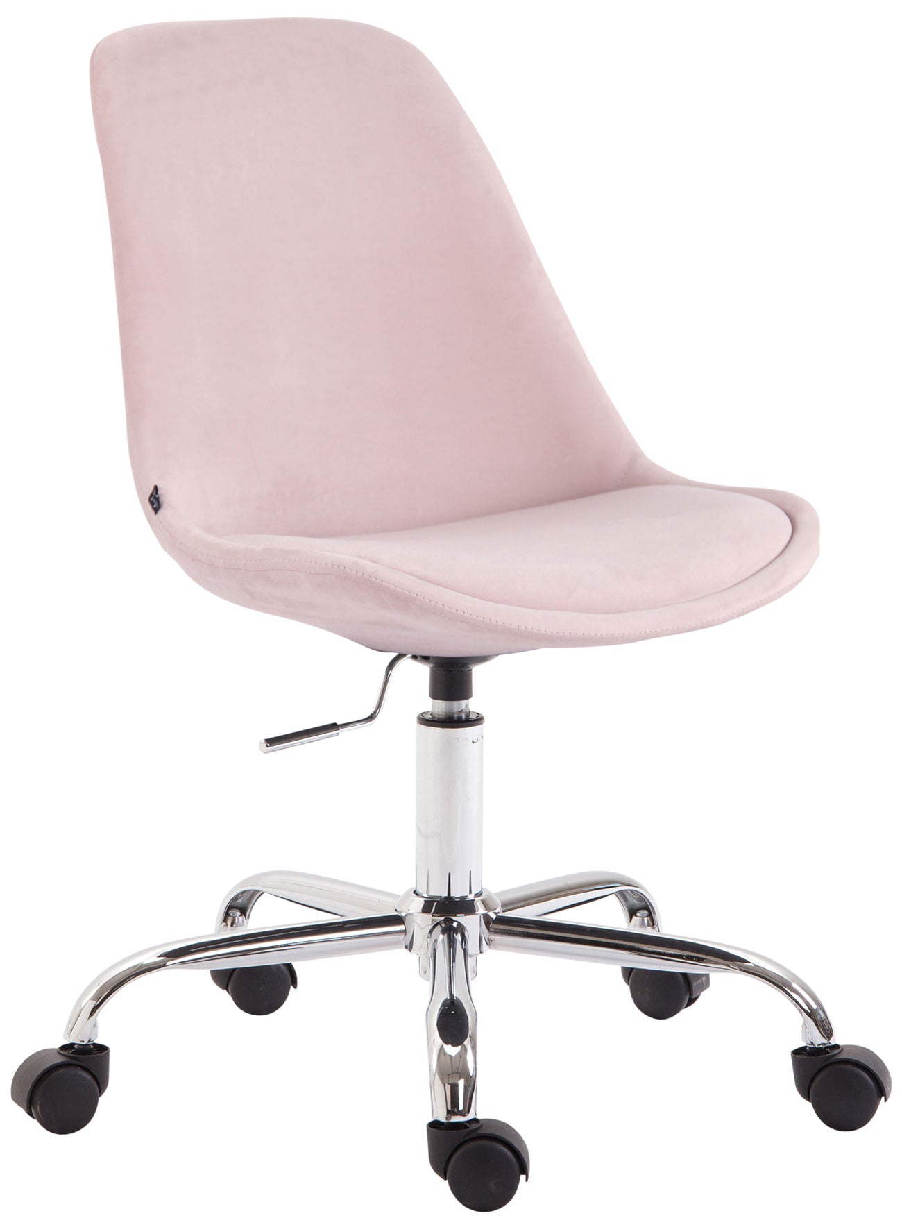 Décoshop26 - Chaise De Bureau Sur Roulettes En Tissu Velours Rose Bur10353