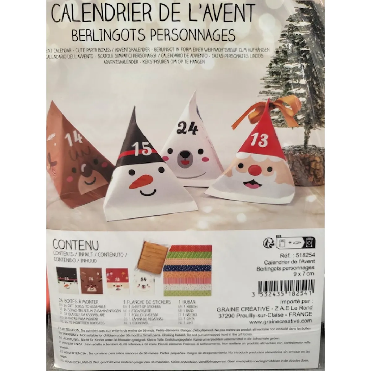 Calendrier De L'avent Graine_creative Berlingots 7 X 8 Cm Multicolor