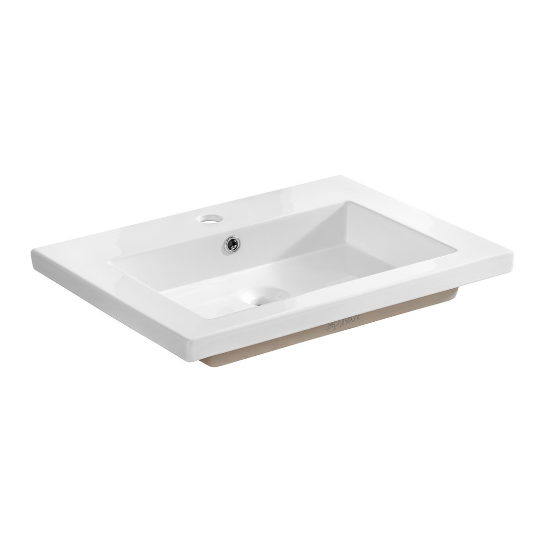 Vasque À Encastrer Elio 61 Cm Céramique Blanc Brillant Design Rectangulaire