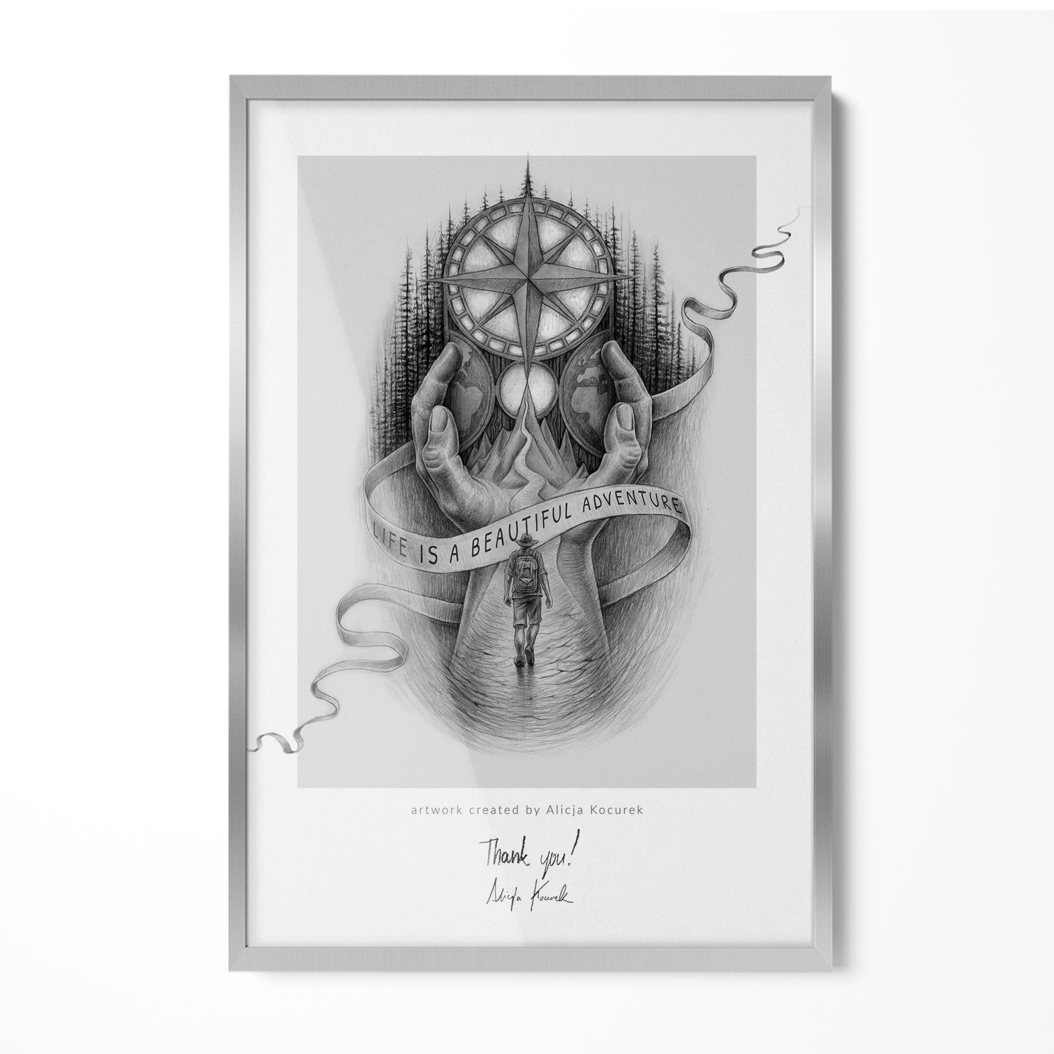 Cadre Photo Rectangulaire Avec Image Intérieur Mural - De Suspension Intégré Pour Mur Horizontale Ou Verticale - Vitre Antichoc - 40x60 Cm