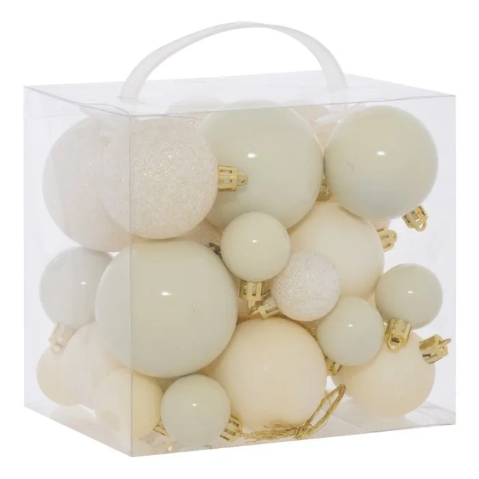 Kit De 35 Boules De Noël En Plastique Petit Modèle Écru - Feeric Lights & Christmas