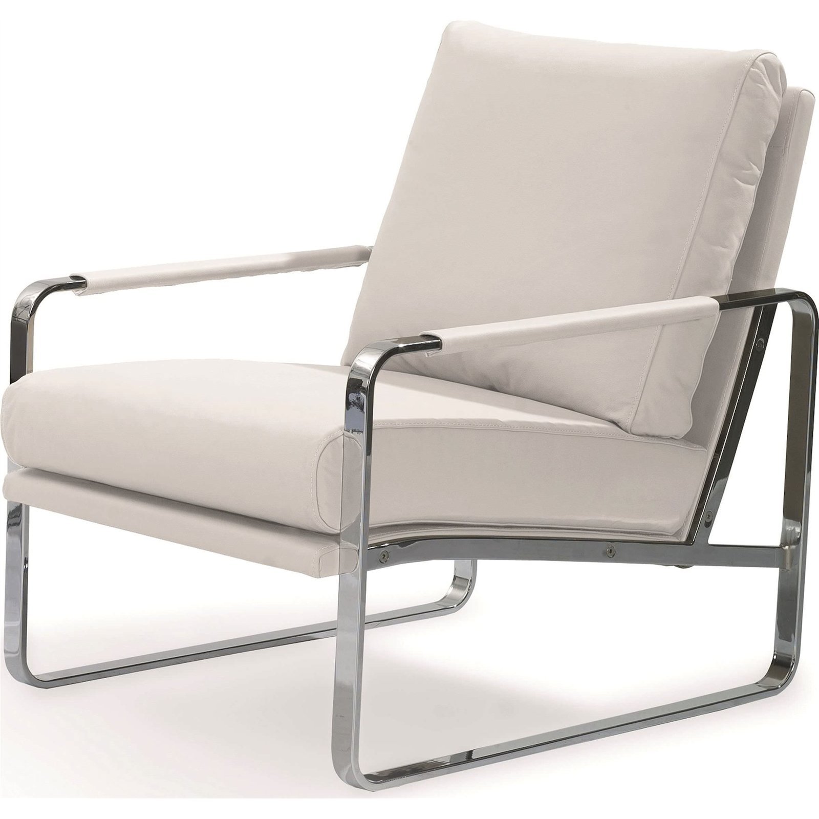 Fauteuil Rembourré Structure Acier Inoxydable. - Blanc