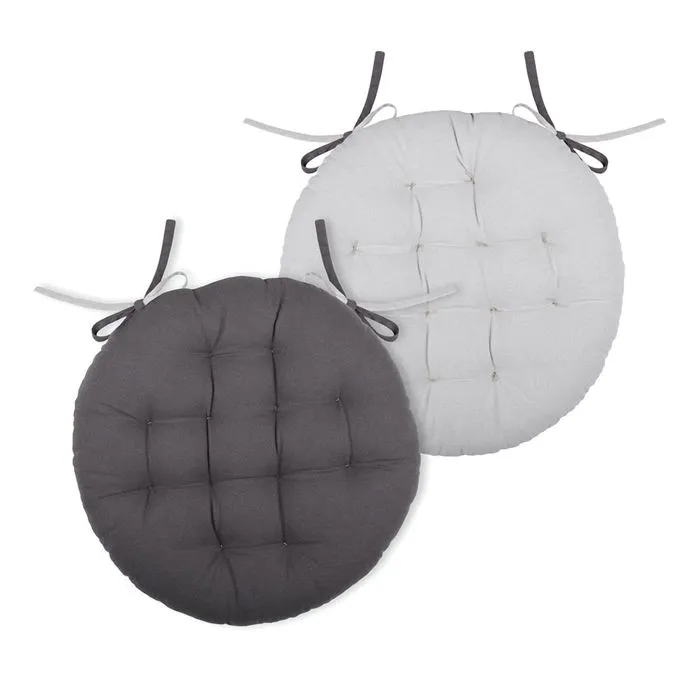 Coussin de chaise ronde réversible Gris Perle