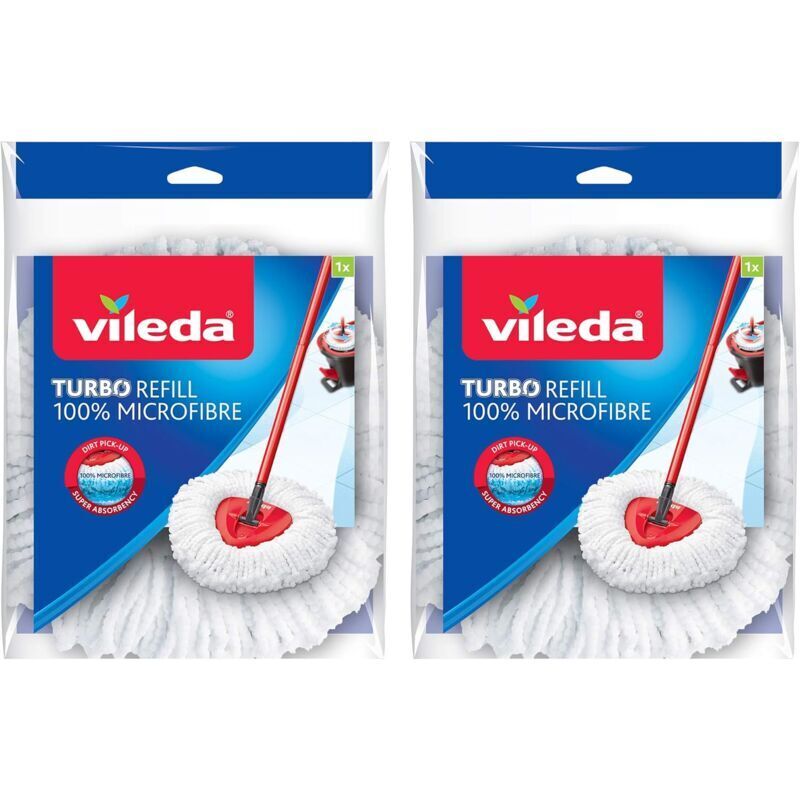Vileda Tête De Balai À Serpillère, En Microfibre, Microfibre, Blanc, Twin Pack