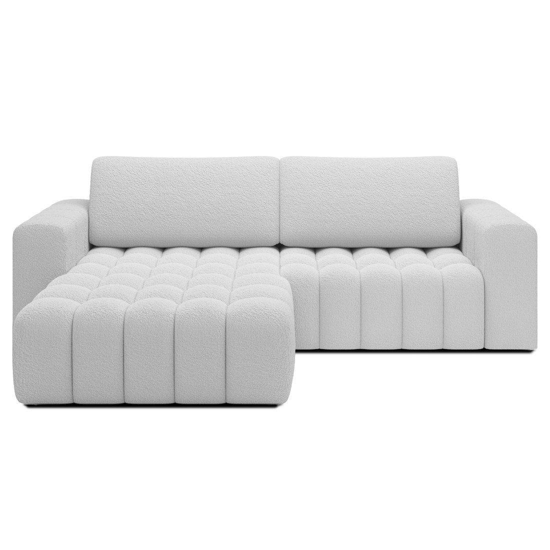 Canapé D'Angle Convertible Dory Blanc 250 Cm Avec Coffre De Rangement Angle Droit
