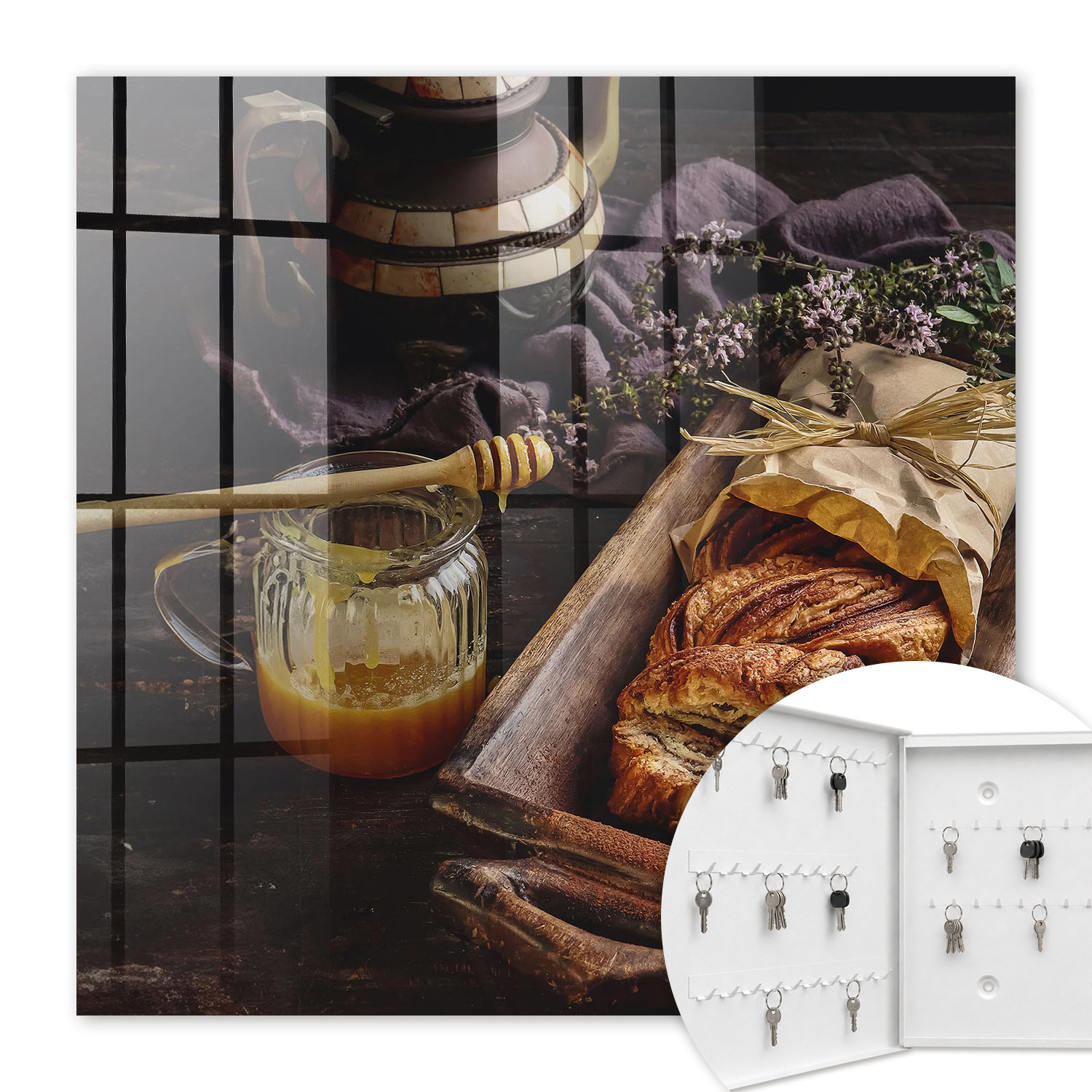 Armoire À Clés - (30 Cm X 30 Cm) - Boîte À Clés Murale - Coffret De Rangement Pour Clés - Couleur Blanche - Ouverture Vers La Gauche - Pour Maison Et Bureau - Chaleur Du Foyer
