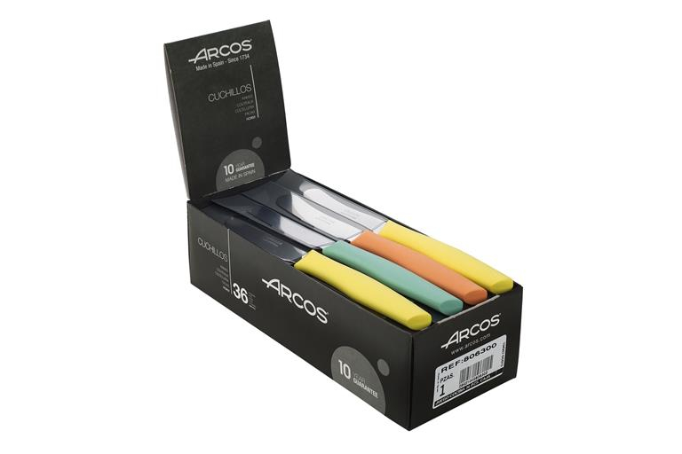 Arcos Série Nova, Jeu De 36 Pièces. Couteaux À Beurre, Lame En Acier Inoxydable 70 Mm, Manche En Polypropylène En 3 Couleurs