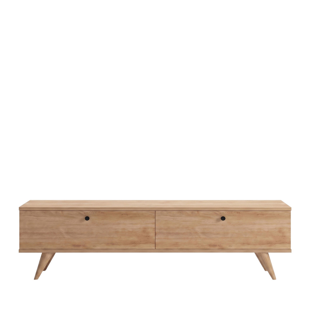 Meuble Tv 2 Portes En Bois L140cm - Bois Clair - Yara