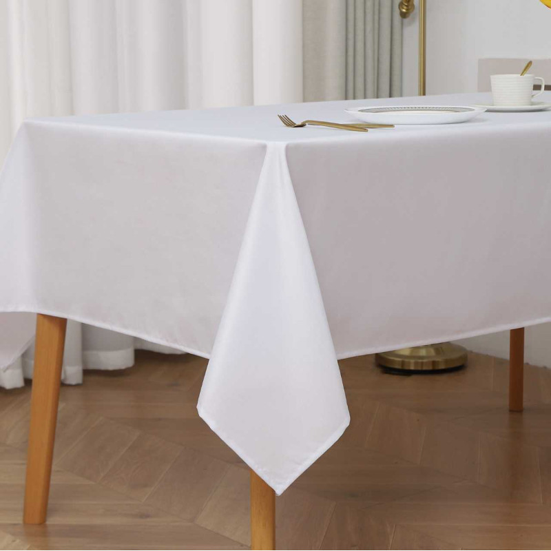 Nappe Enduite Avec Traitement Antitache Blanc Rectangulaire 145 X 240 Cm - Blanc -
