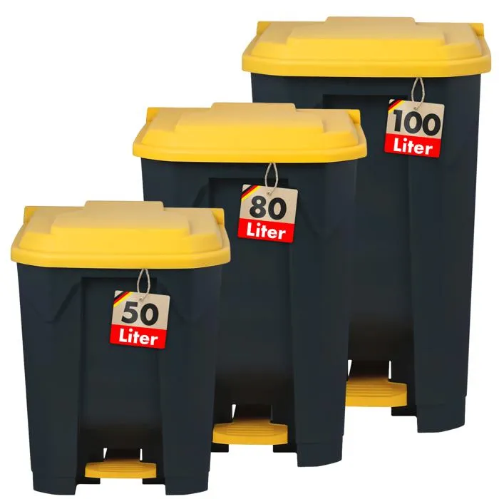Poubelle Pour La Maison, Le Bureau & Le Commerce Jaune 80 Litres (49,3 X 43 X 71 Cm)