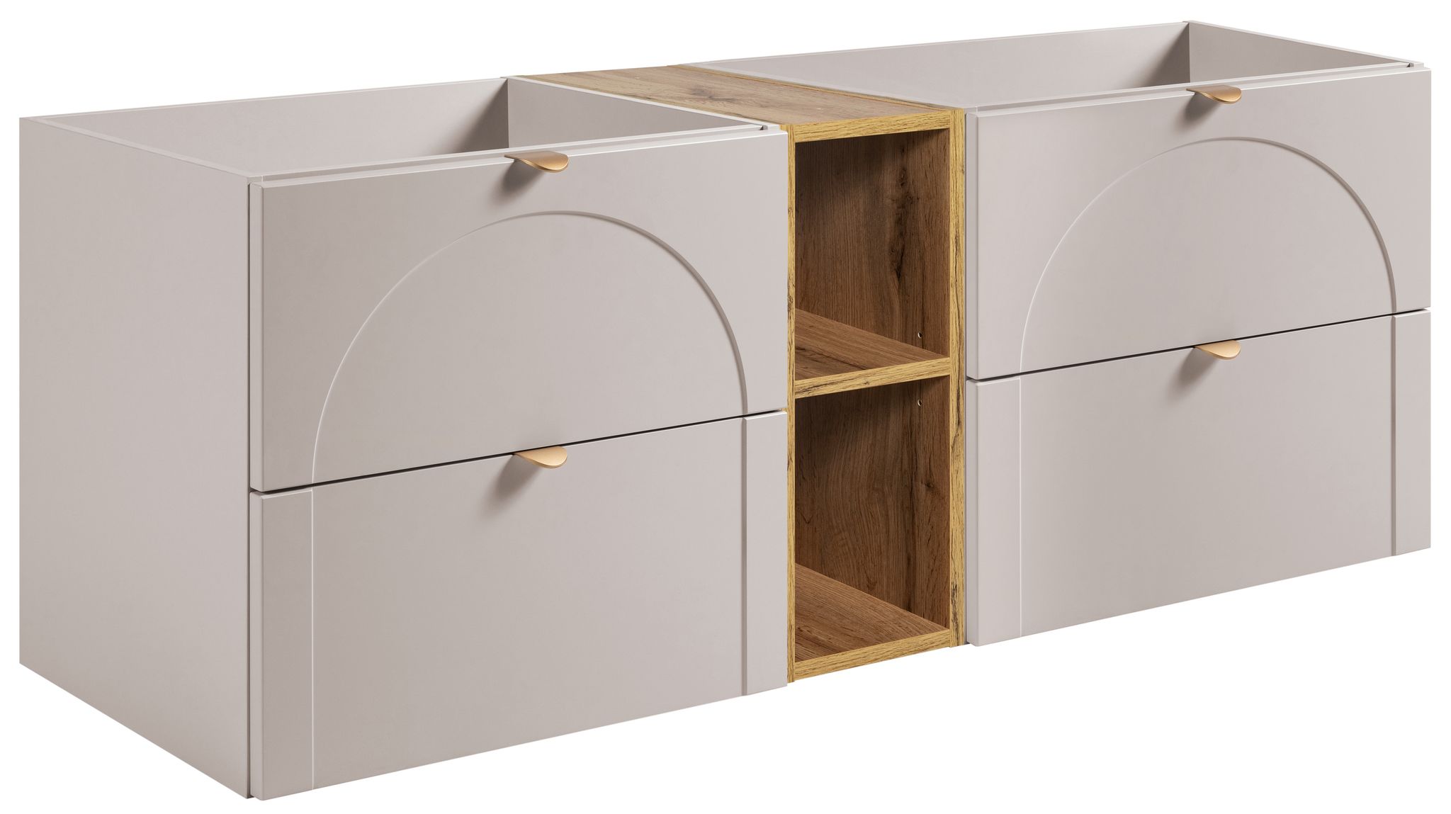 Meuble Sous Vasque Suspendu Aura Cachemire Avec Étagère Chêne Craft 140 Cm K
