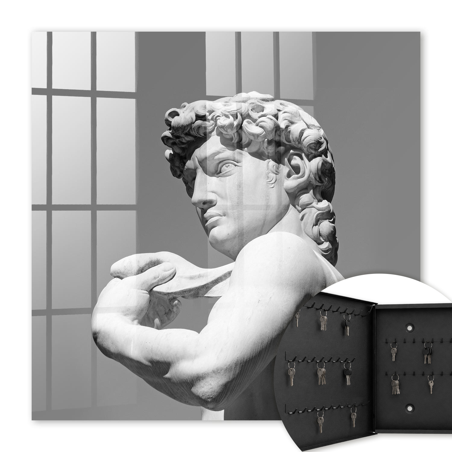 Armoire À Clés - (30 Cm X 30 Cm) - Boîte À Clés Murale - Coffret De Rangement Pour Clés - Couleur Noire - Ouverture Vers La Gauche - Pour Maison Et Bureau - Élégance Classique