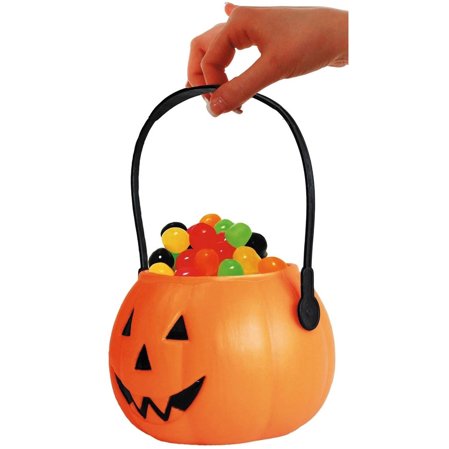 Seau Citrouille Partypro Rond Halloween Orange Plastique Poignée Noire