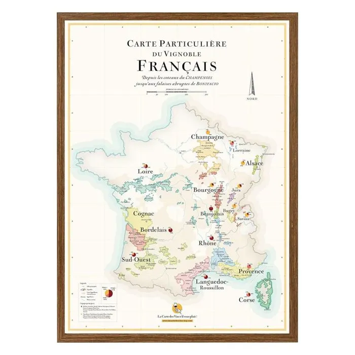 Affiche 50x70 cm - La Carte des Vins de France - LA CARTE DES VINS SVP