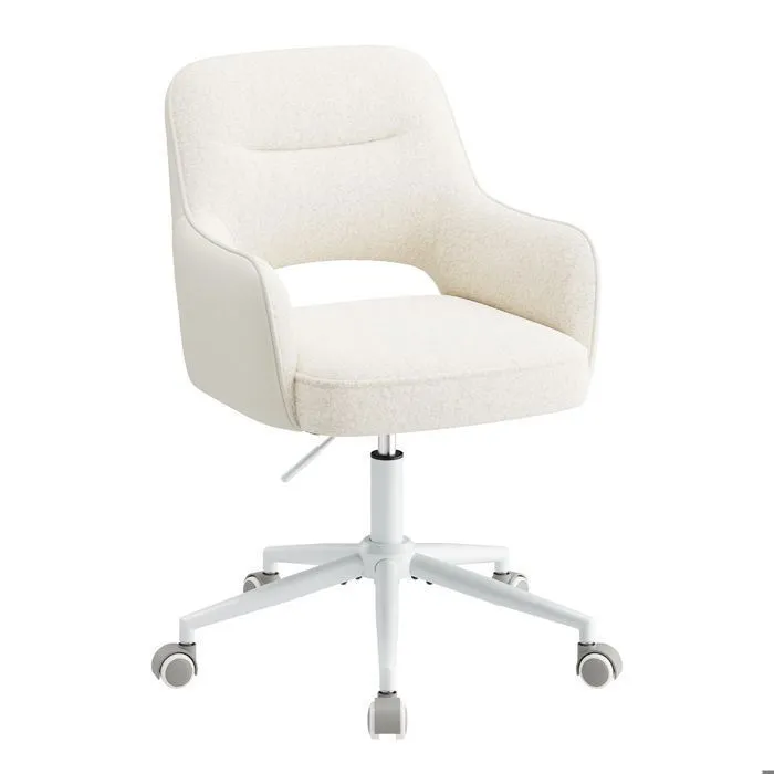 Fauteuil De Bureau Ergonomique Avec Accoudoirs, Chaise Pivotante À 360° Avec Hauteur Réglable, Assise Confortable En Tissu
