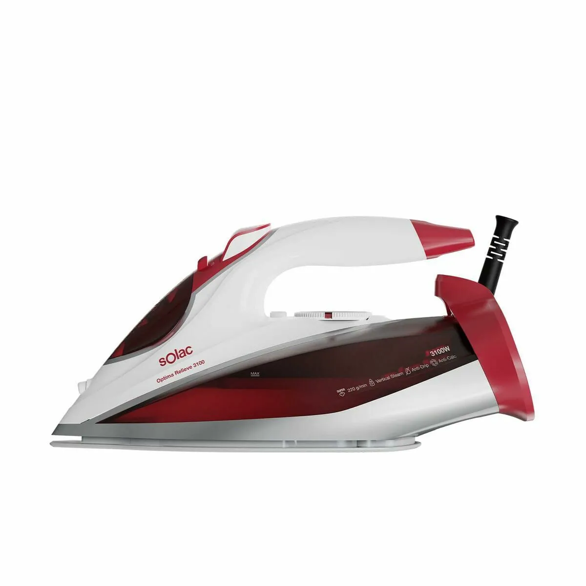 Solac Optima Relieve 3100 Fer À Vapeur Semelle En Céramique 3100 W Rouge, Blanc