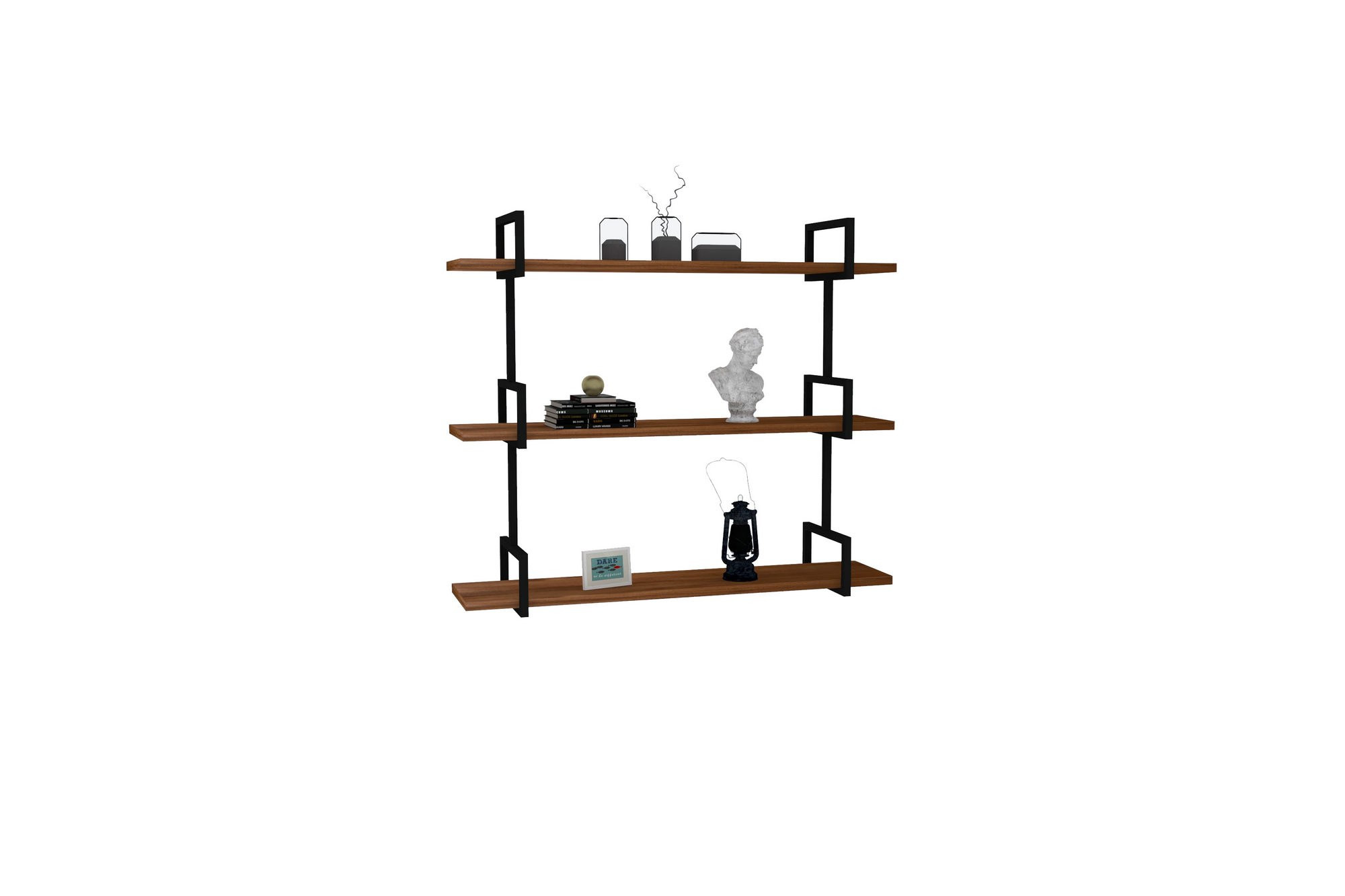 Étagère Murale En Bois "uras" - 87 X 22 X 76 Cm - Noyer