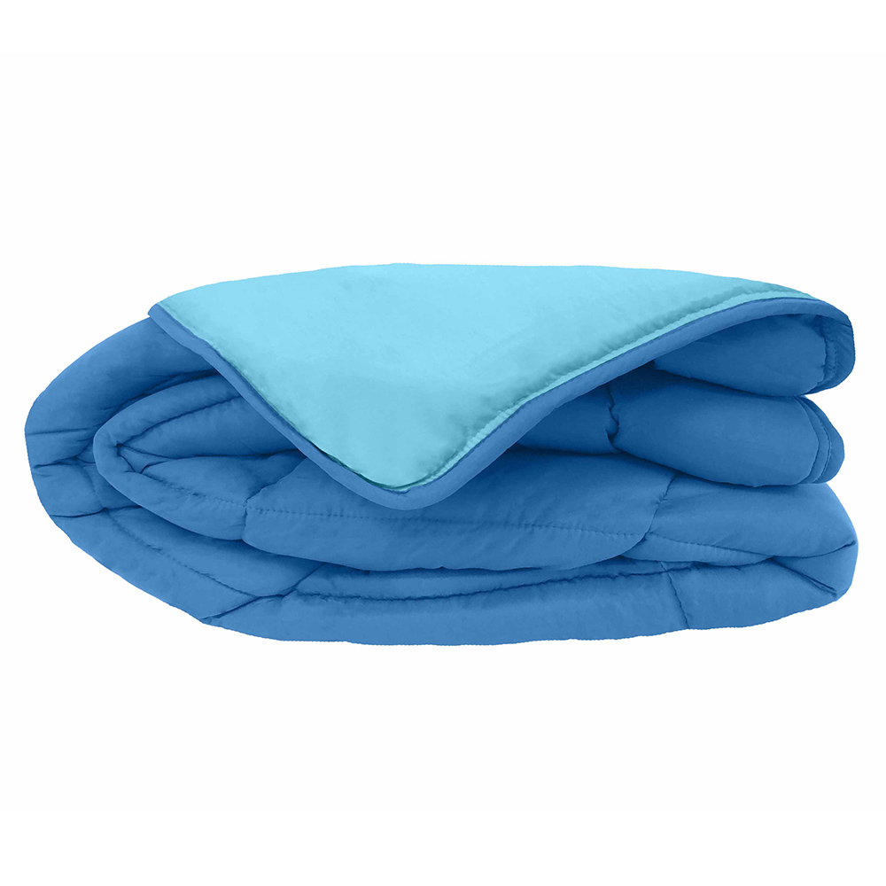 Couette Chaude Microfibre Bicolore 400 Gr/m2 Bleu Azur 240x260 Cm
