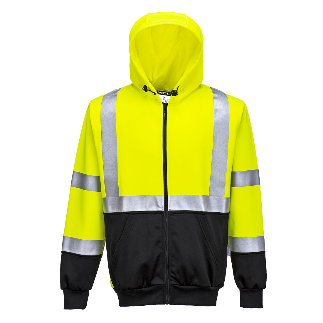 Sweat À Capuche Haute Visibilité Portwest Bicolore Zippé Jaune / Noir L