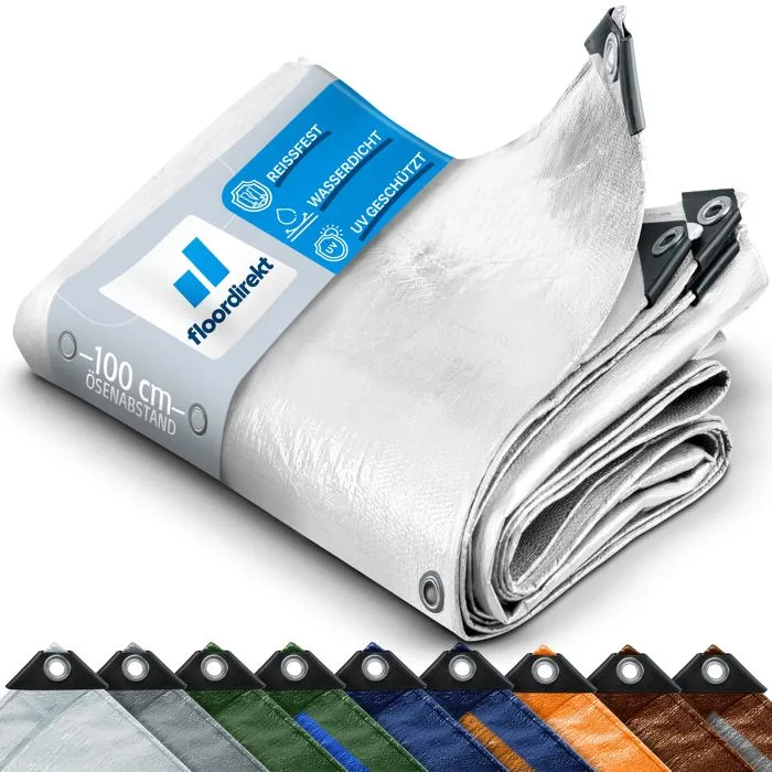 Bâche de protection imperméable 240 g/m², Blanc 8 x 14 m