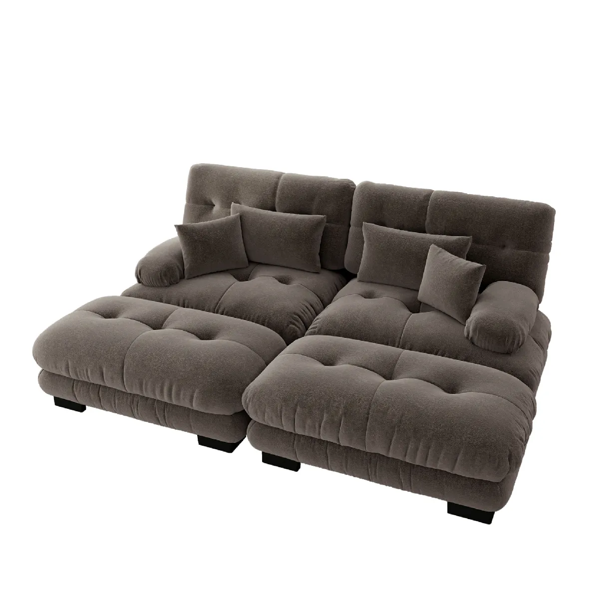 Canapé Modulable 2 Places, Chenille, Marron