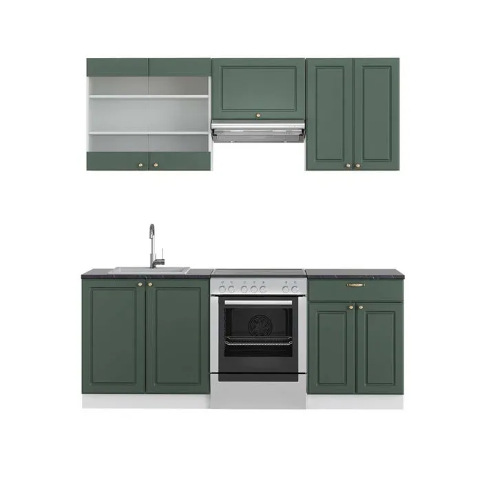 Vicco Cuisine Vert-Or Landhaus/Blanc 200cm, PT Anthracite