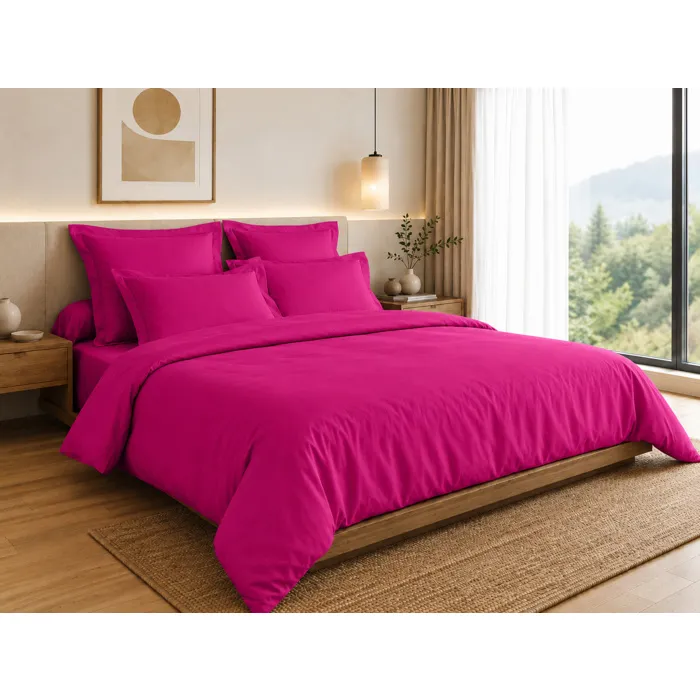 Housse de Couette 260 x 240 cm 100% Coton 57 Fils/cm² Magenta