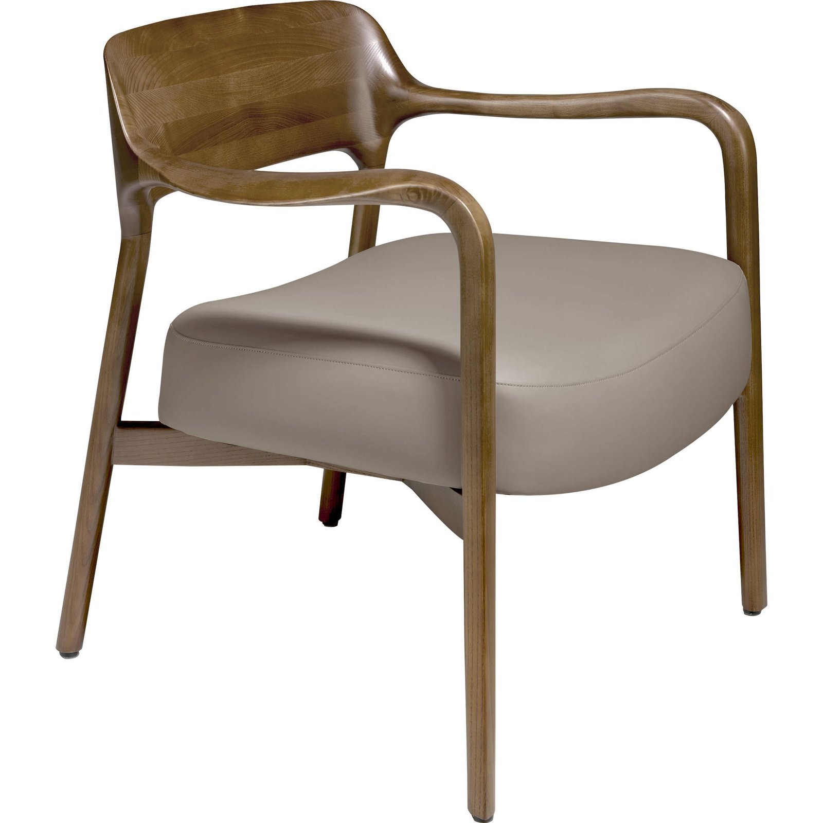 Fauteuil Rembourré En Éco-cuir Structure En Frêne Massif - Marron