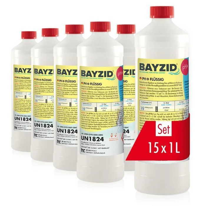 Ph Plus Liquide Bayzid® - 15 X 1 Kg, Augmente Efficacement Le Ph De Votre Piscine