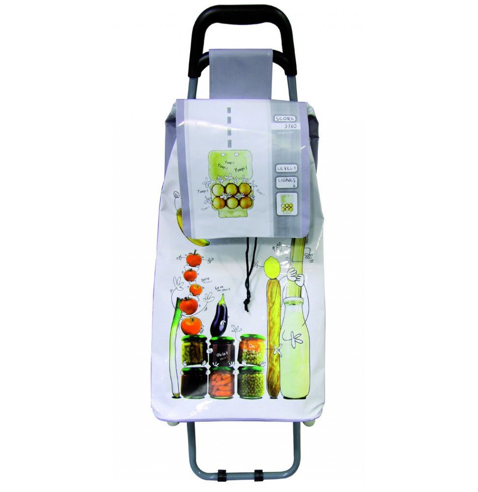 Ac-deco - Chariot De Courses Gris 61x30x20 Cm - Compartiment Refermable - Manche Ergonomique - Roues Pleines En Caoutchouc - 100% Pvc