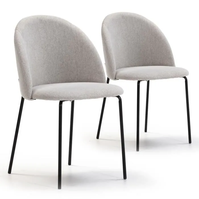 Pack 2 Chaises Salle À Manger Tapissées Kenia Beige, 43 Cm X 47cm X 78,5 Cm