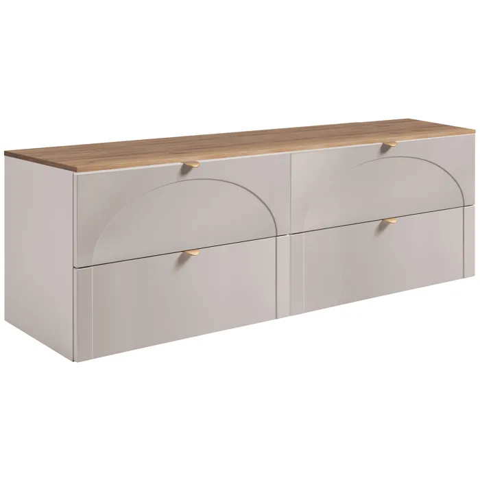 Meuble Sous Vasque Suspendu Aura Cachemire Avec Le Plan Chêne Craft 160 Cm K