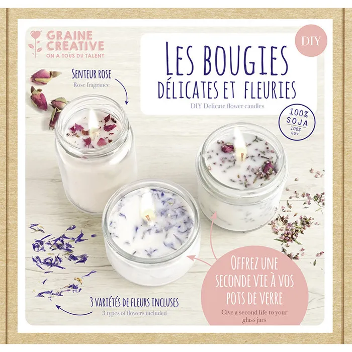 Kit Bougies Fleuries Graine_creative 300 G Cire Multicolor Soja