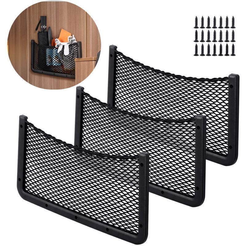 3 Pcs Filet Rangement Pour Voiture 40 20 Cm Sac Pocket Organizer De Voiture Pour Ustensiles/camping-cars/bateaux/maison (filet Élastique)