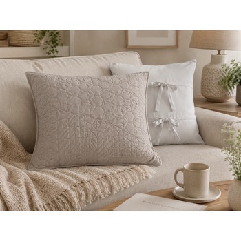 Housse De Coussin Cottage 45 Cm Lin Et Blanc